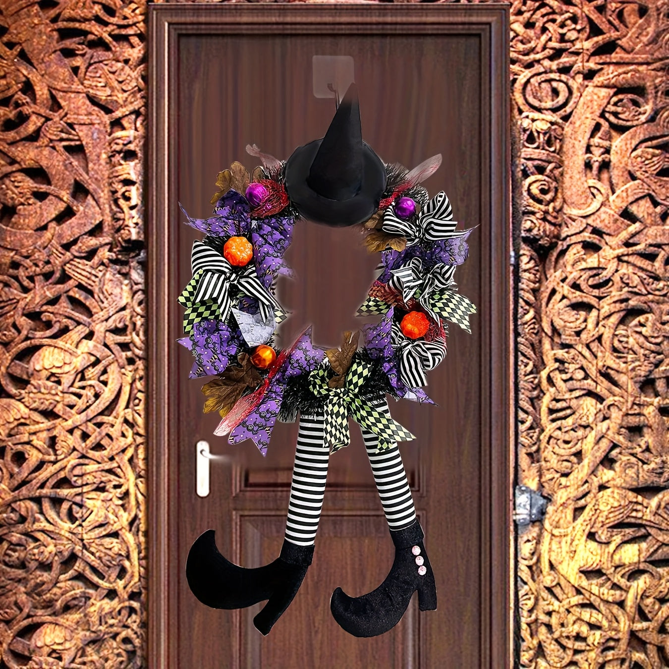 Fun Witch Legs Door Wreath – Whimsical Halloween Decoration