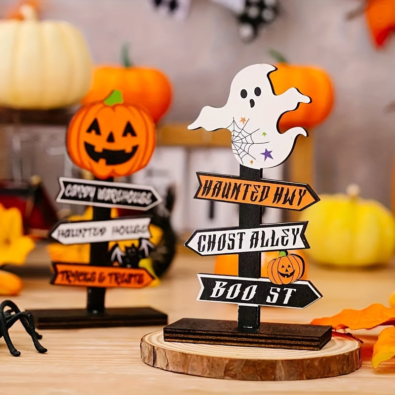 Wooden Halloween Pumpkin Decoration – Festive Tabletop Ornament