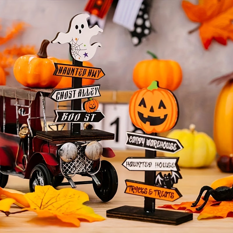 Wooden Halloween Pumpkin Decoration – Festive Tabletop Ornament