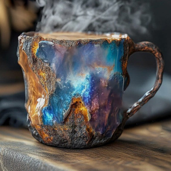 Handcrafted Mineral Crystal Mug – Insulated, Microwave Safe, 350-450 ml Capacity