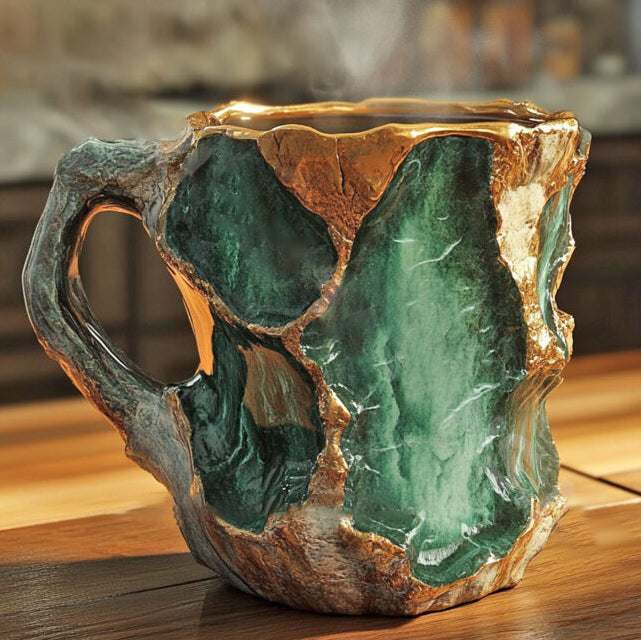 Handcrafted Mineral Crystal Mug – Insulated, Microwave Safe, 350-450 ml Capacity