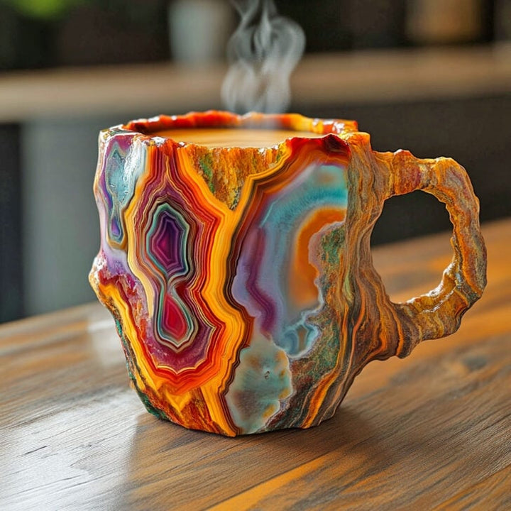 Handcrafted Mineral Crystal Mug – Insulated, Microwave Safe, 350-450 ml Capacity