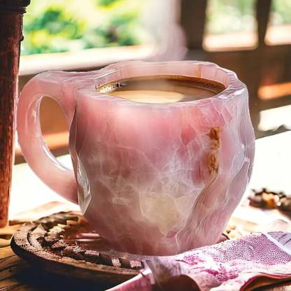 Handcrafted Mineral Crystal Mug – Insulated, Microwave Safe, 350-450 ml Capacity