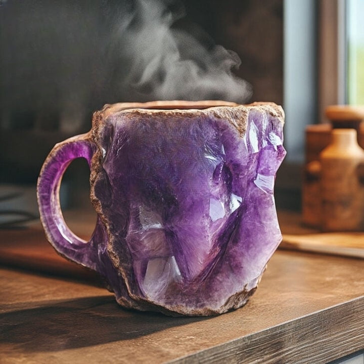 Handcrafted Mineral Crystal Mug – Insulated, Microwave Safe, 350-450 ml Capacity