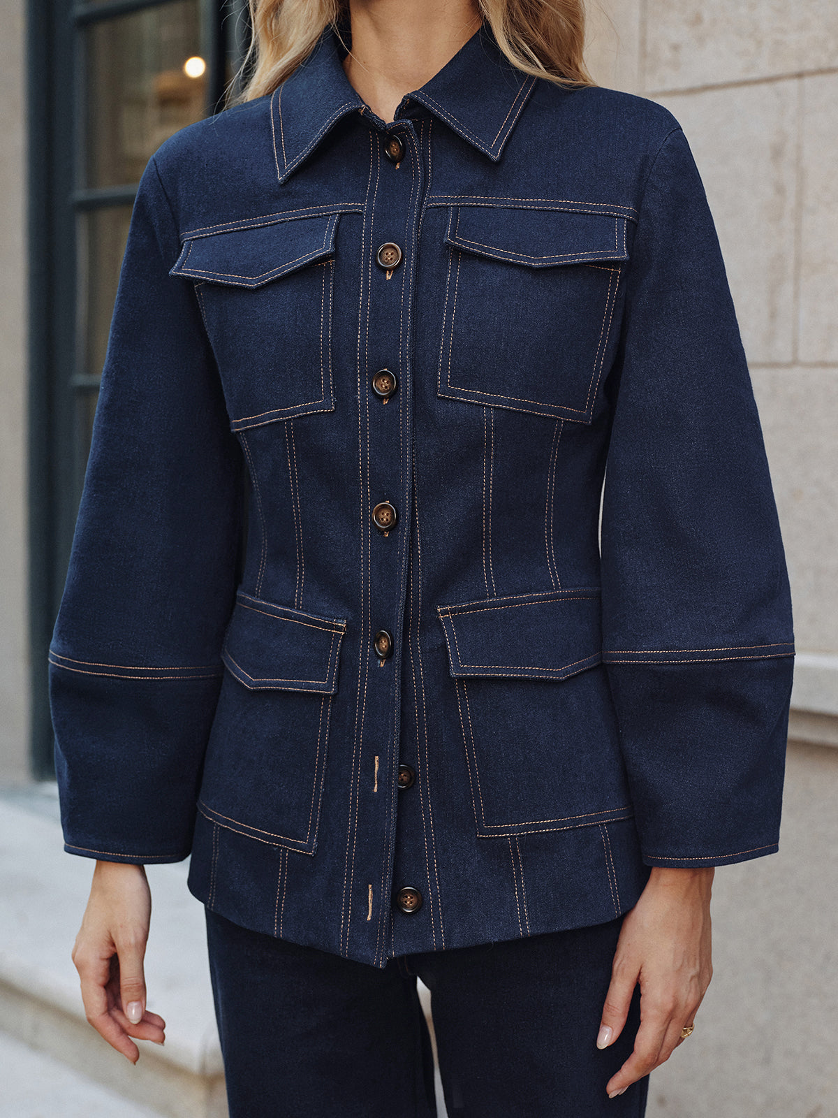 Heaven | Contemporary Contrast Stitching Denim Jacket