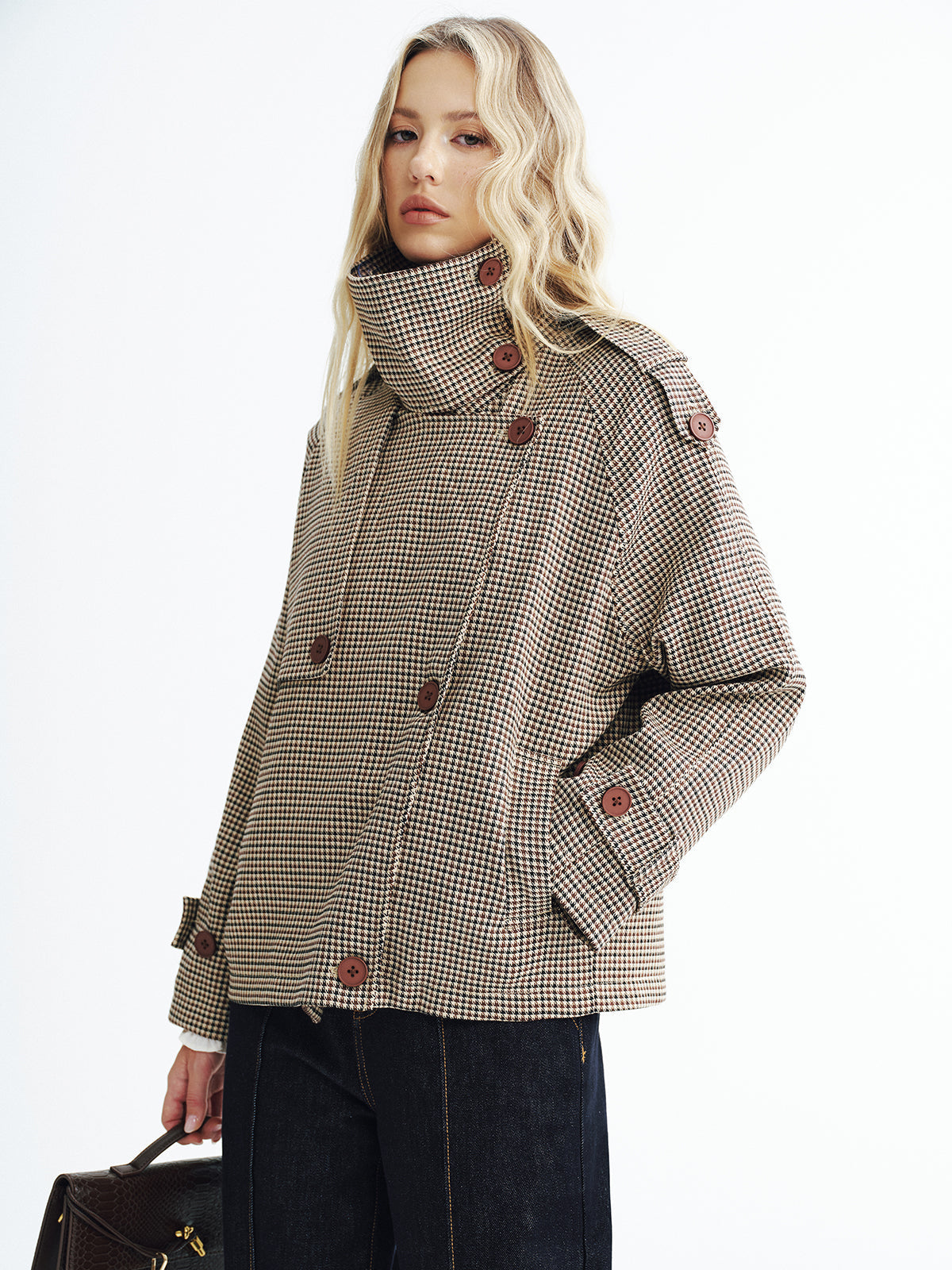 Henley | Cropped Vintage Plaid Trench Coat