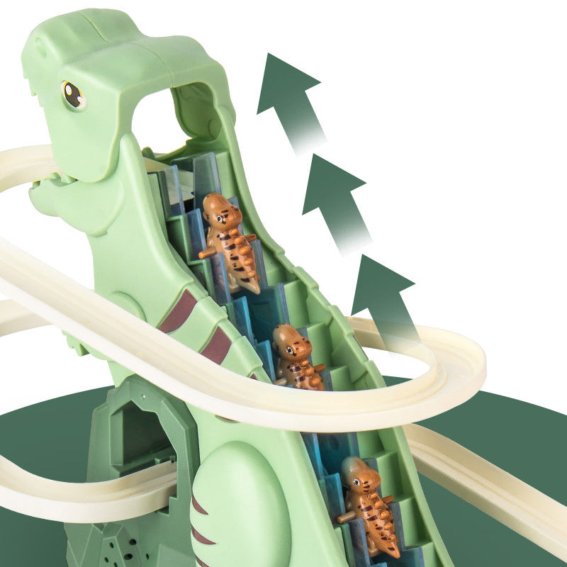 Dinosaur Race Track Playset – Interactive Track with LED Lighting and Automatic Climbing Cars for Children