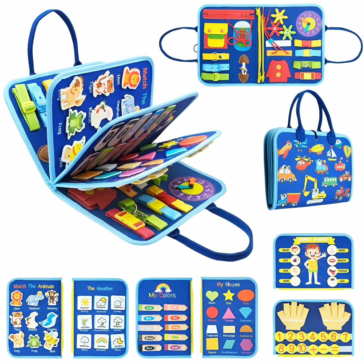 Montessori Busy Book for Toddlers Ages 2-5 – Interactive Educational Quiet Book with Zippers, Buttons, Laces, and Fine Motor Skill Activities
