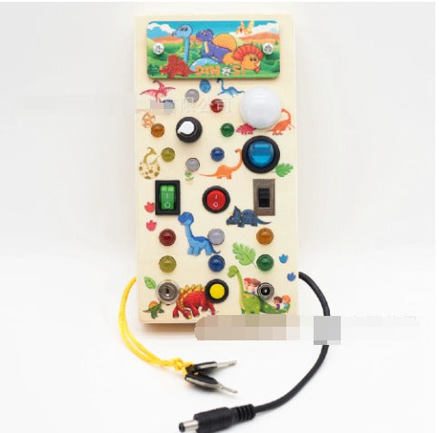 Wooden Montessori LED Activity Board – Educational Toy for Toddlers with 15 Lights and 9 Interactive Switches