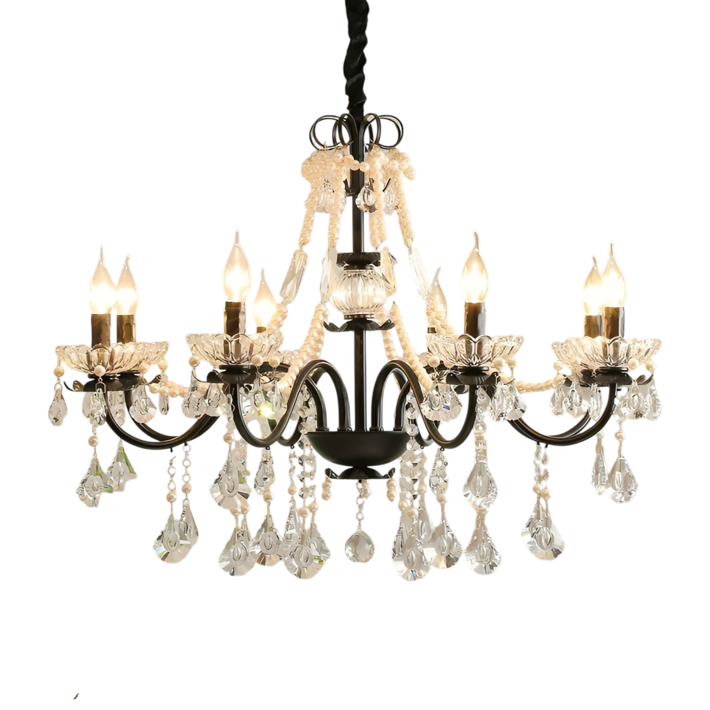 Iris | Elegant Black Crystal French Chandelier