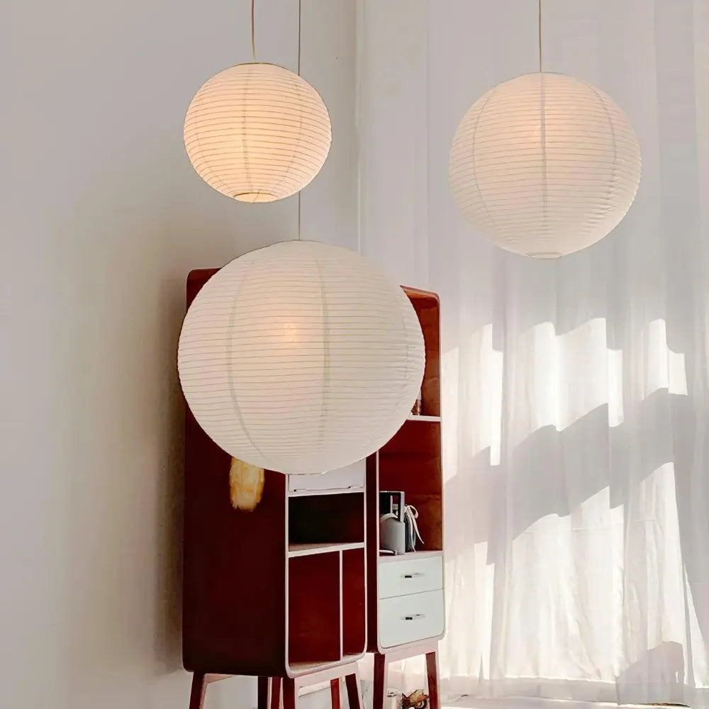 Japanese Harmony Pendant Light – Adjustable Height Mulberry Paper Hanging Light for Kitchen and Living Room Decor