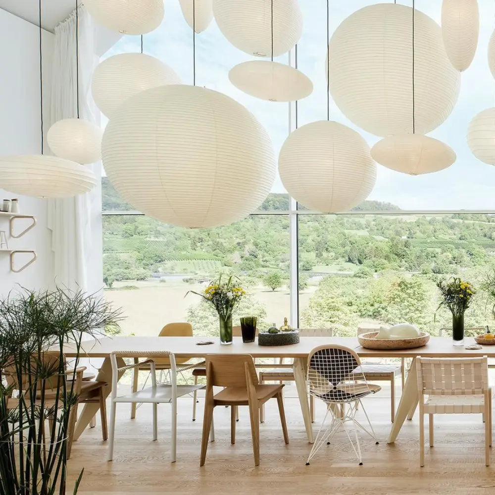 Japanese Harmony Pendant Light – Adjustable Height Mulberry Paper Hanging Light for Kitchen and Living Room Decor