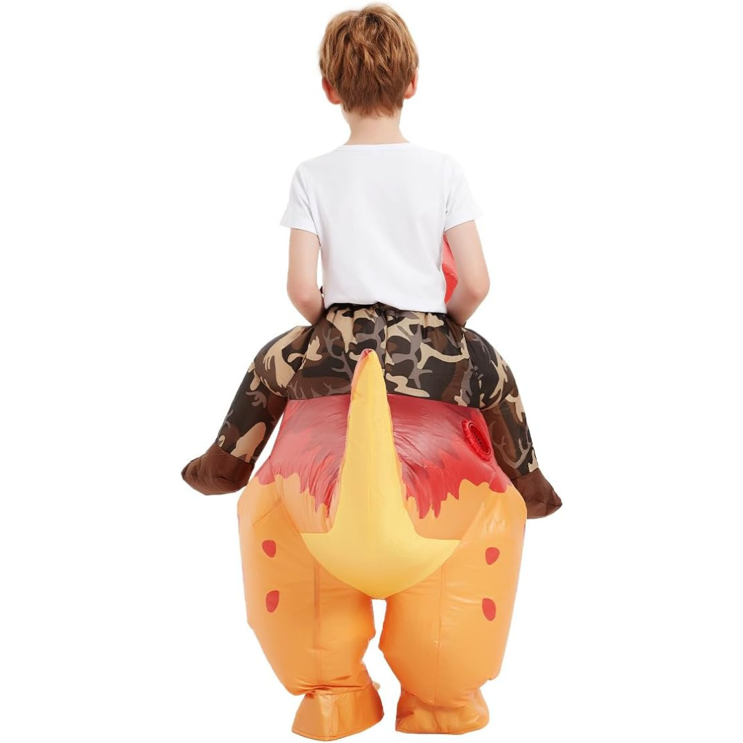 Inflatable Halloween Dinosaur Costume for Kids – Ride-On Style with Air Fan