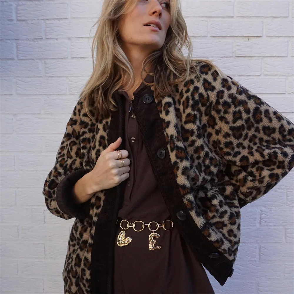 Leah | Classic Leopard Print Wool Jacket for Women's Winter Fashion