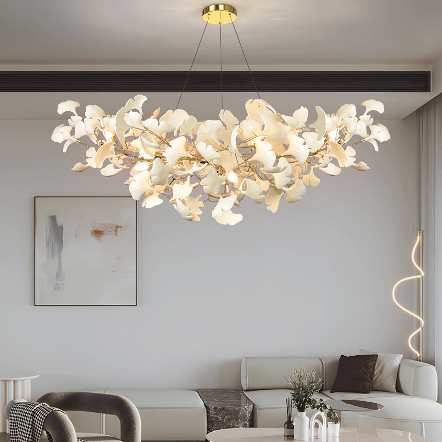 Lixora | Ginkgo Leaf Chandelier with Contemporary Glass Design