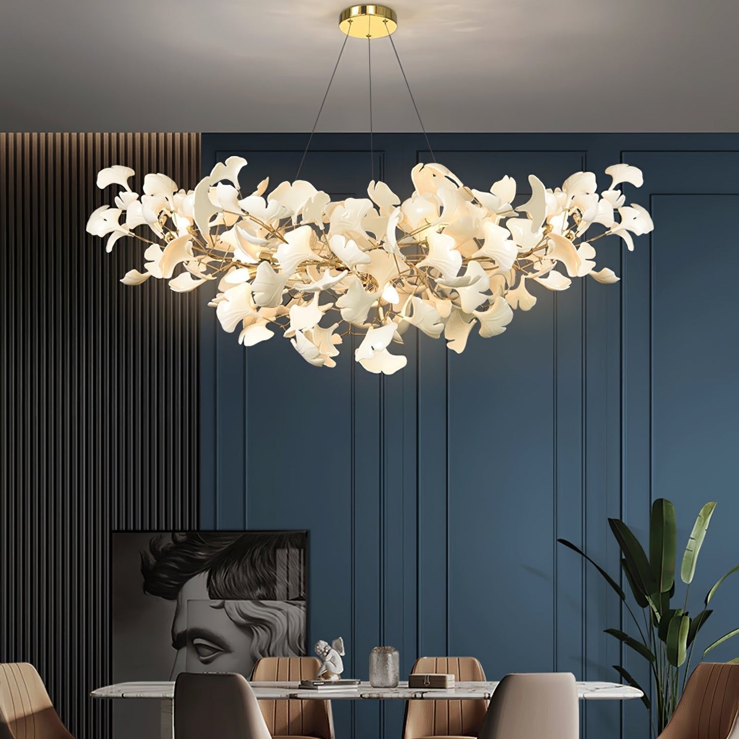 Lixora | Ginkgo Leaf Chandelier with Contemporary Glass Design