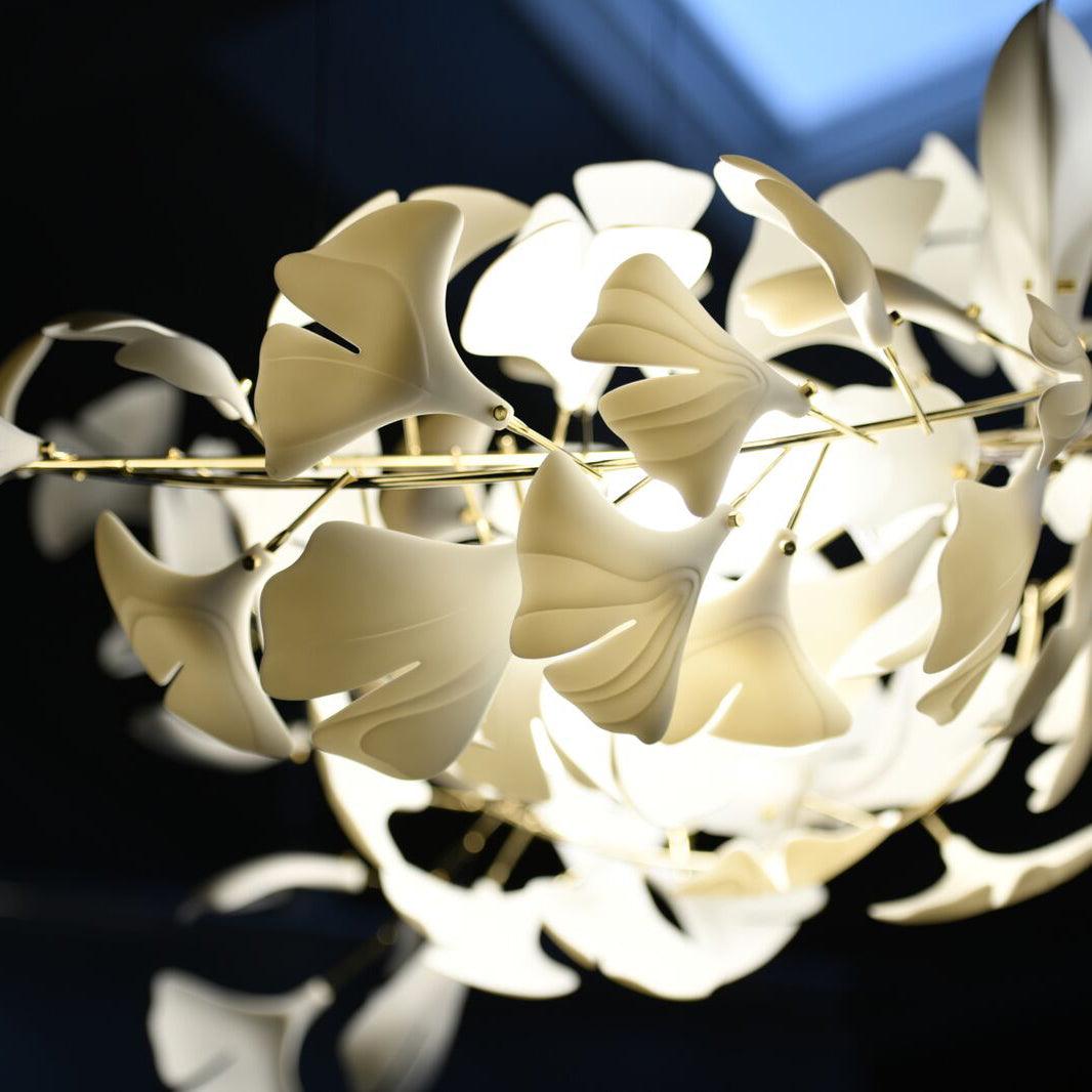 Lixora | Ginkgo Leaf Chandelier with Contemporary Glass Design
