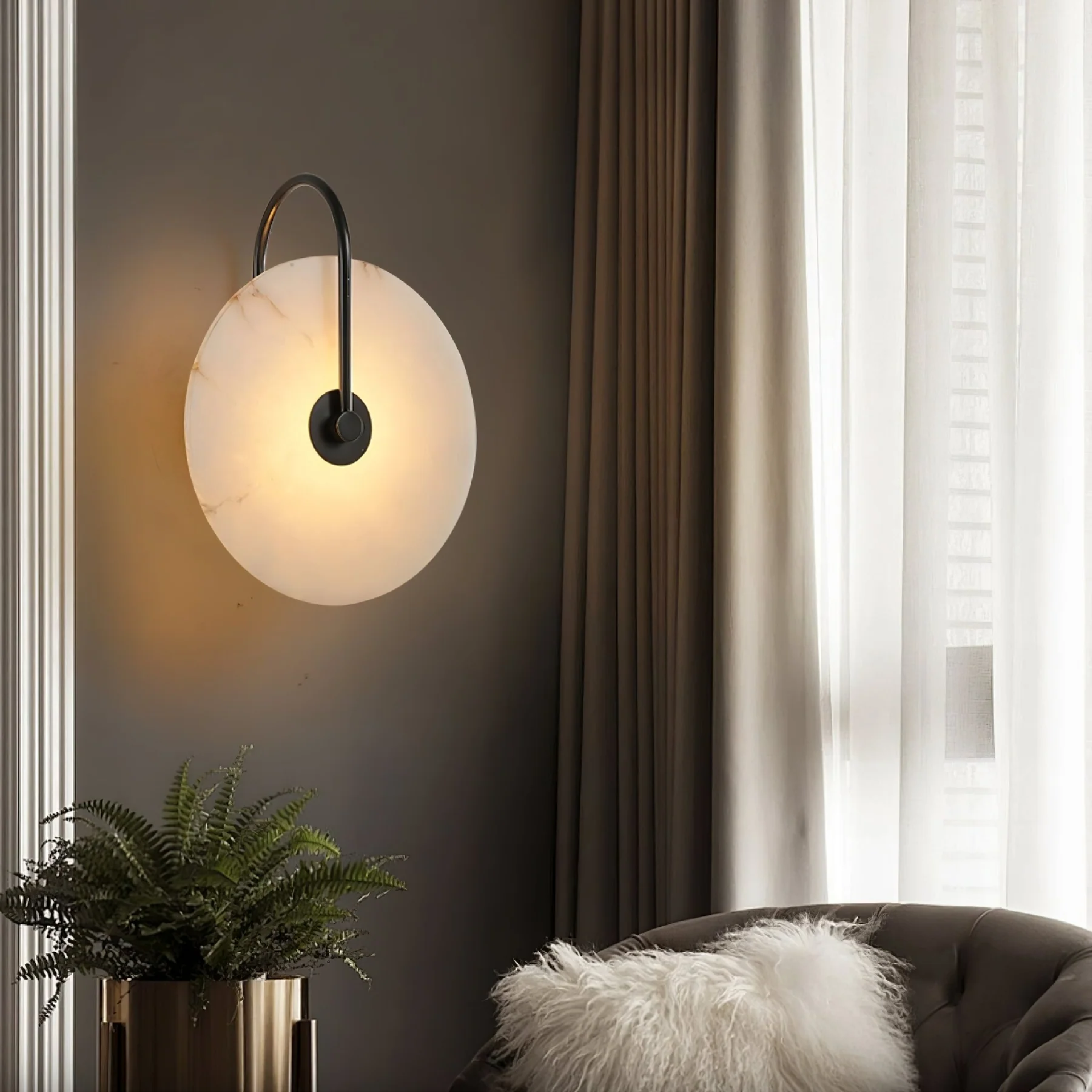 Lumenda | Modern Alabaster Marble LED Wall Lamp for Elegant Interiors