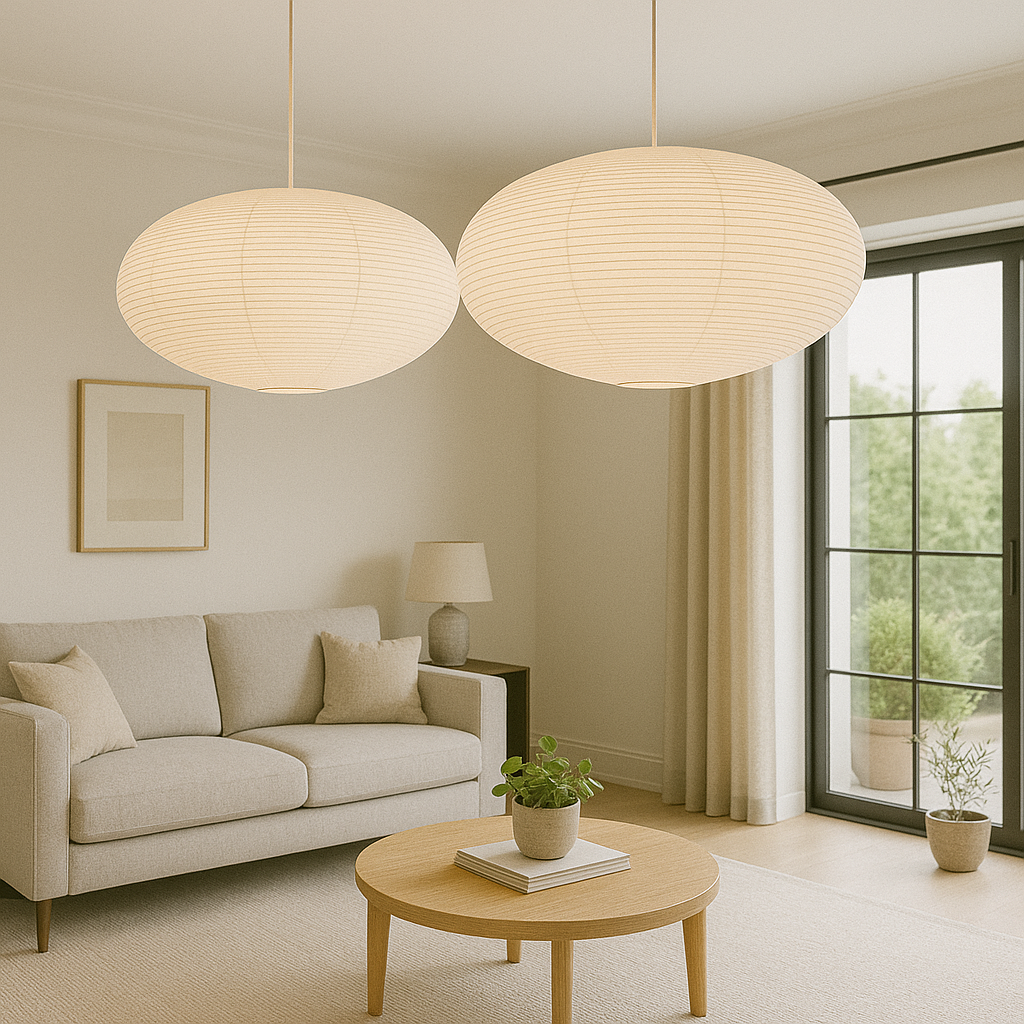 Lumeviah | Japanese Paper Pendant Lamp in Vintage Wabi Style