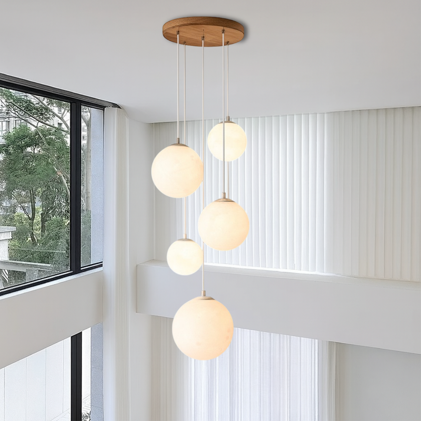 LumiGlow | Scandinavian Chandelier Moon Lamp Stairs with Artistic Lines