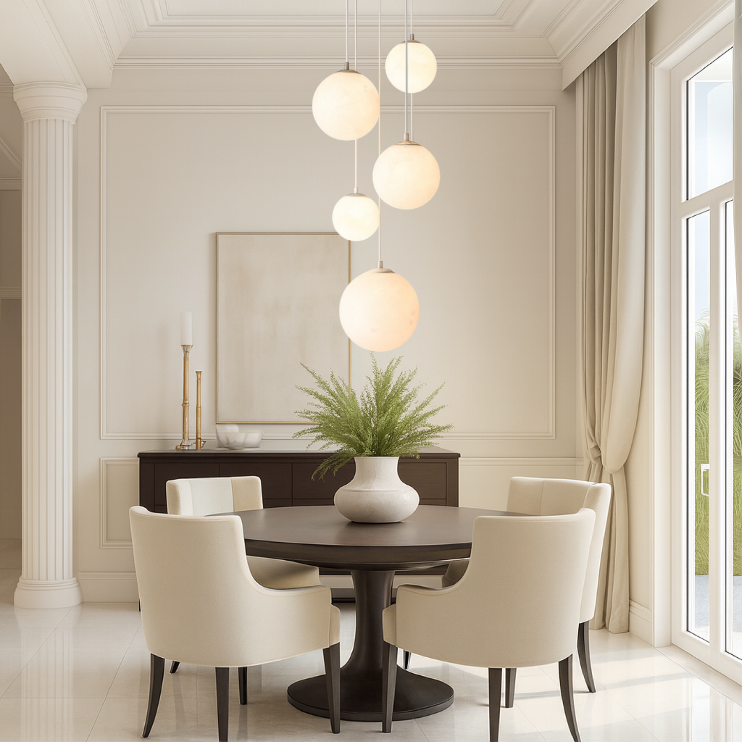 LumiGlow | Scandinavian Chandelier Moon Lamp Stairs with Artistic Lines