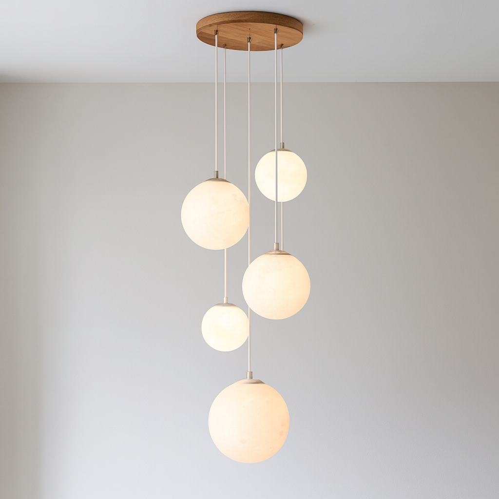 LumiGlow | Scandinavian Chandelier Moon Lamp Stairs with Artistic Lines