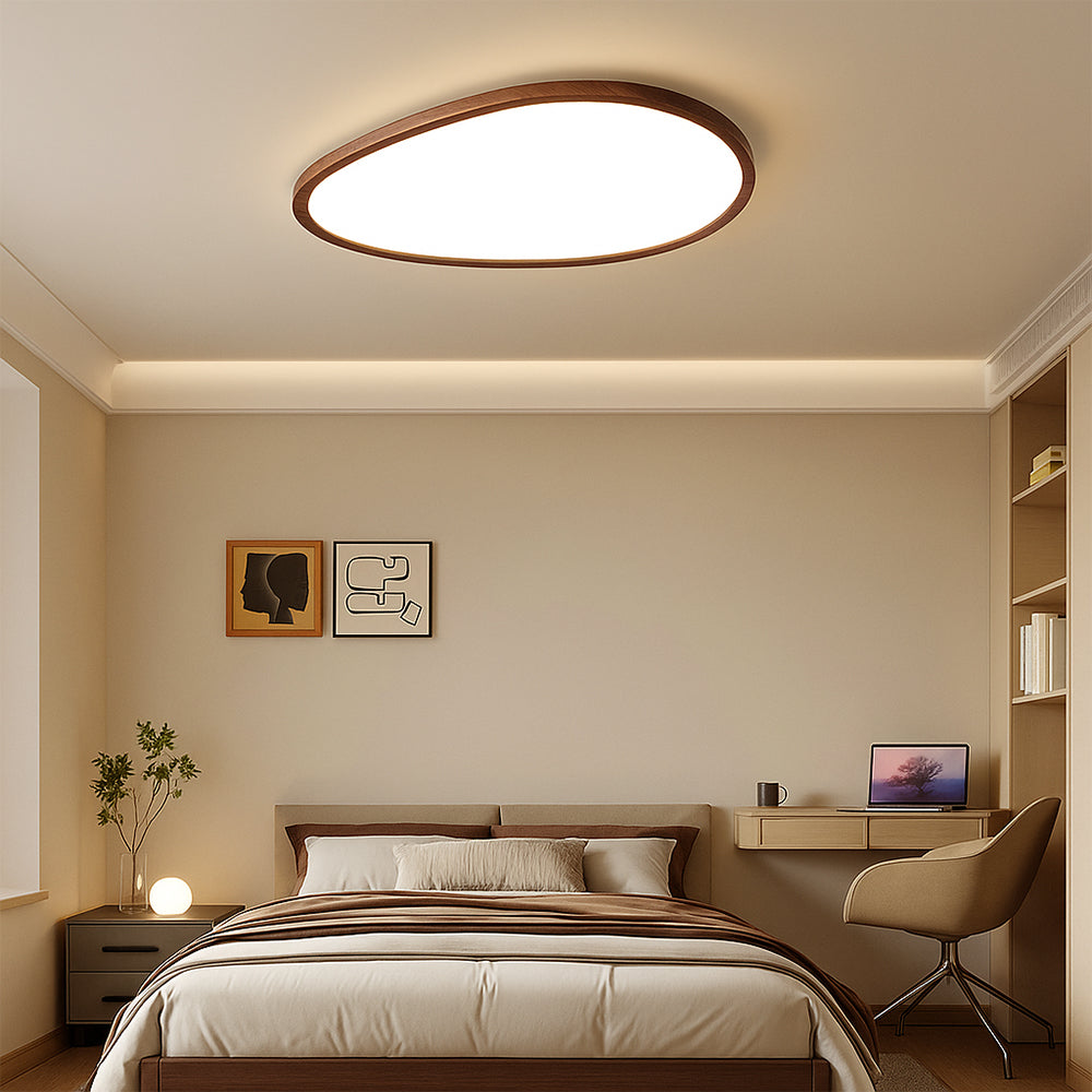 LumiGrain | Refined Ultra Thin Dark Wooden Ceiling Lamp