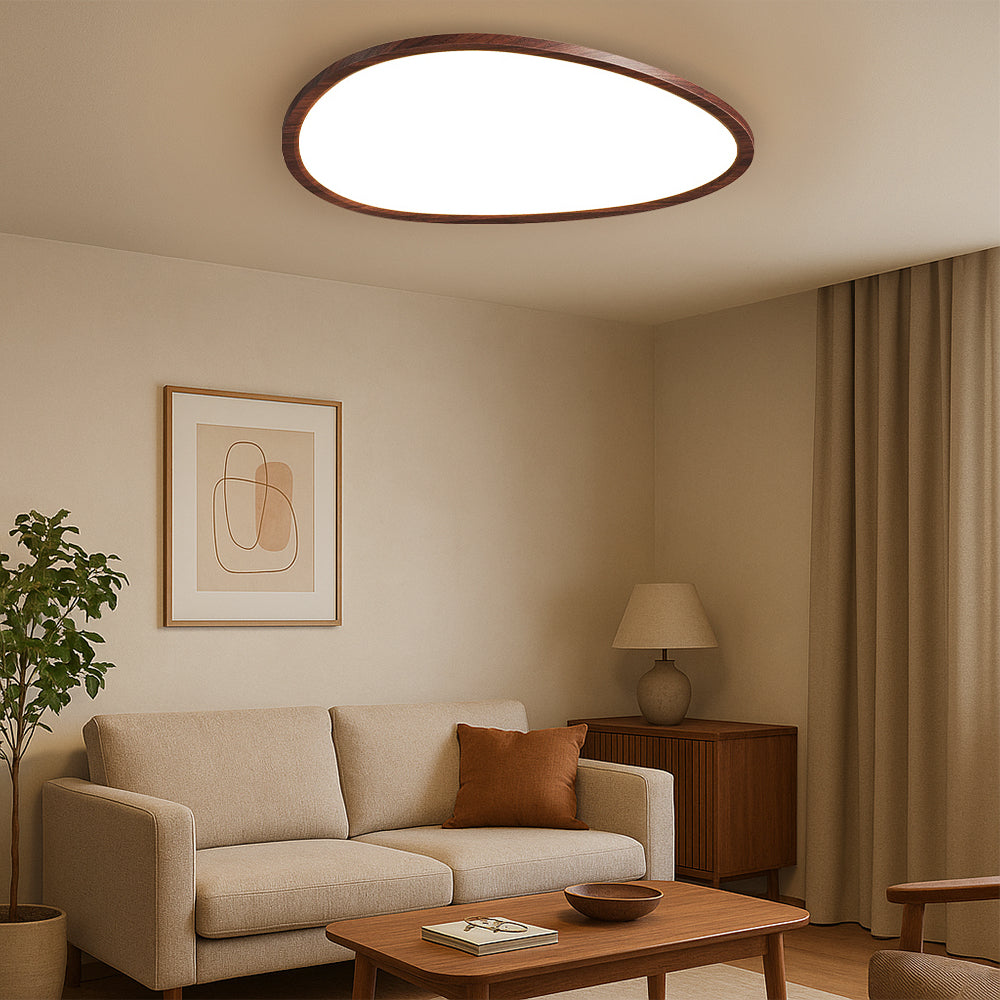 LumiGrain | Refined Ultra Thin Dark Wooden Ceiling Lamp