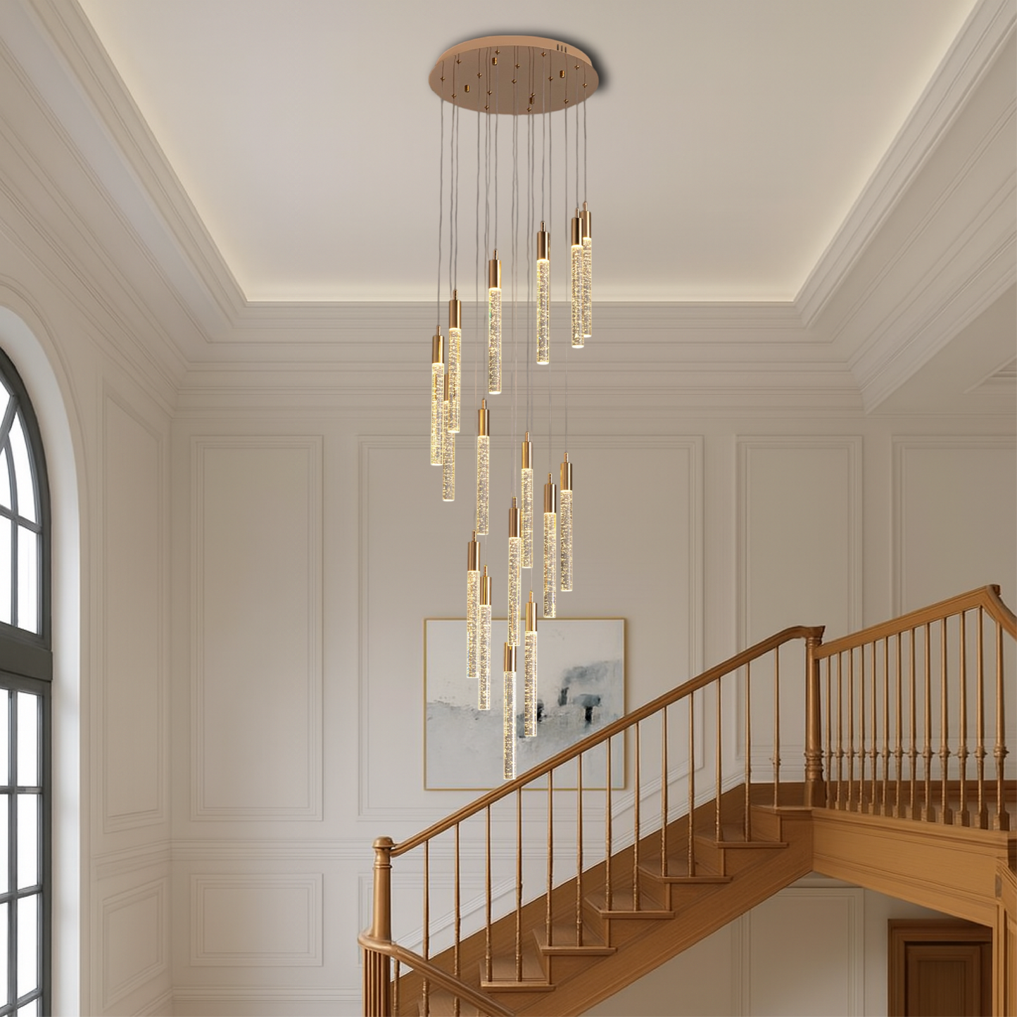 Lumina | Gold Acrylic Stair Chandelier for Refined Interior
