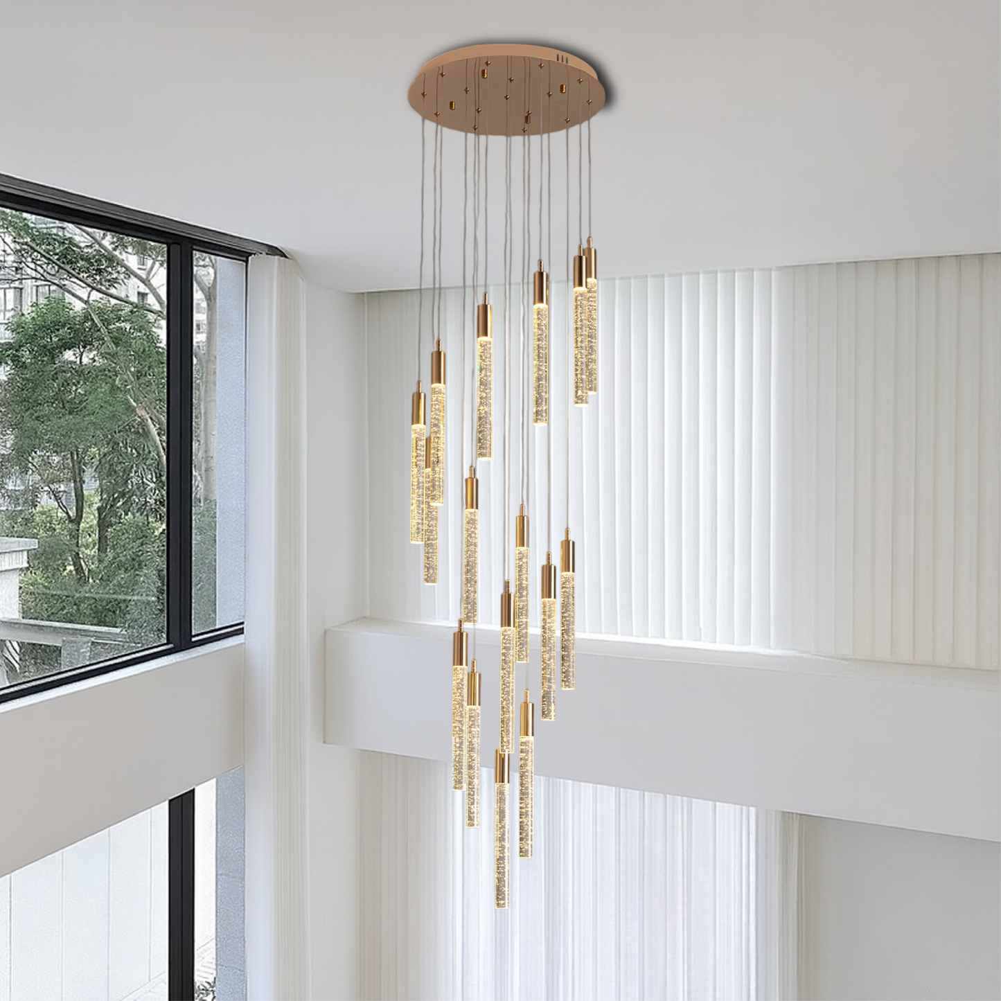 Lumina | Gold Acrylic Stair Chandelier for Refined Interior