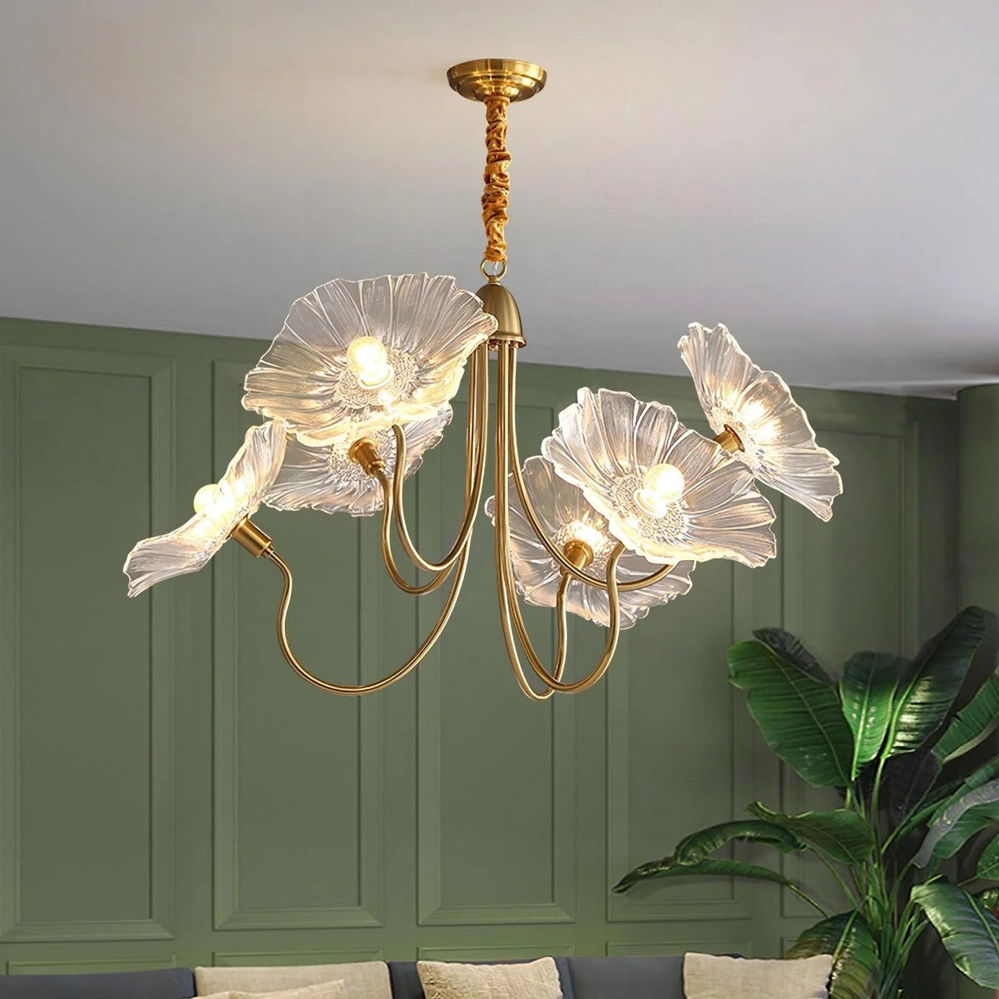 Lunaro | Elegant Lotus Leaf Chandelier for Home Interiors