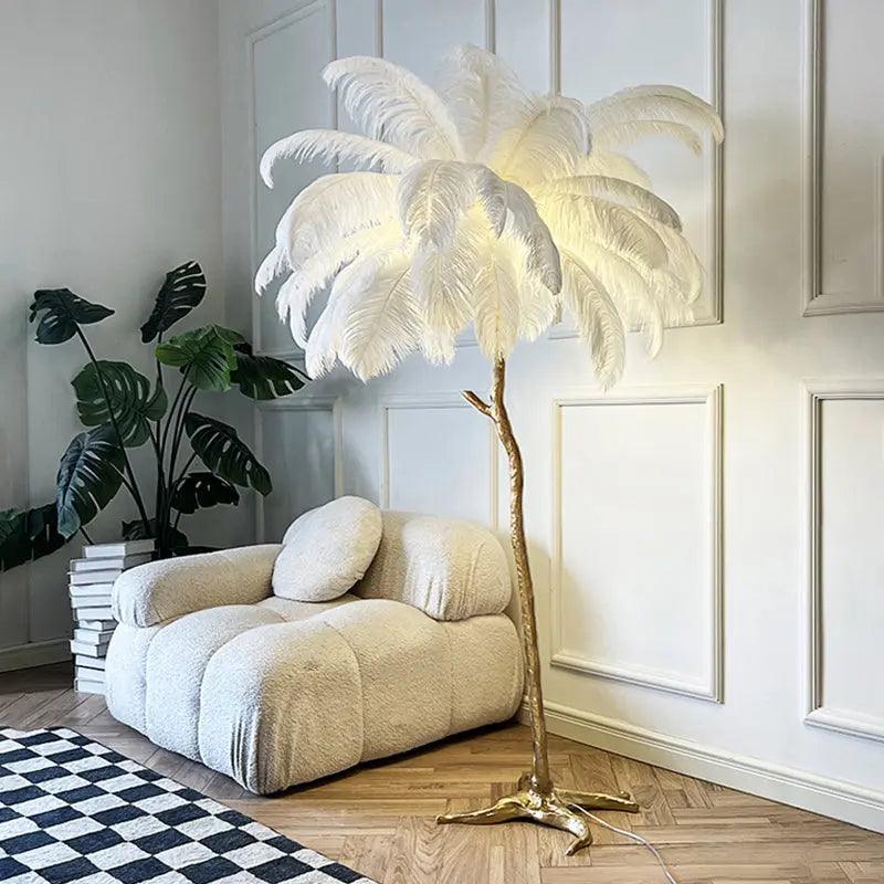 AuroraFluff | Stylish Nordic Floor Lamp with Luxurious Feather Design