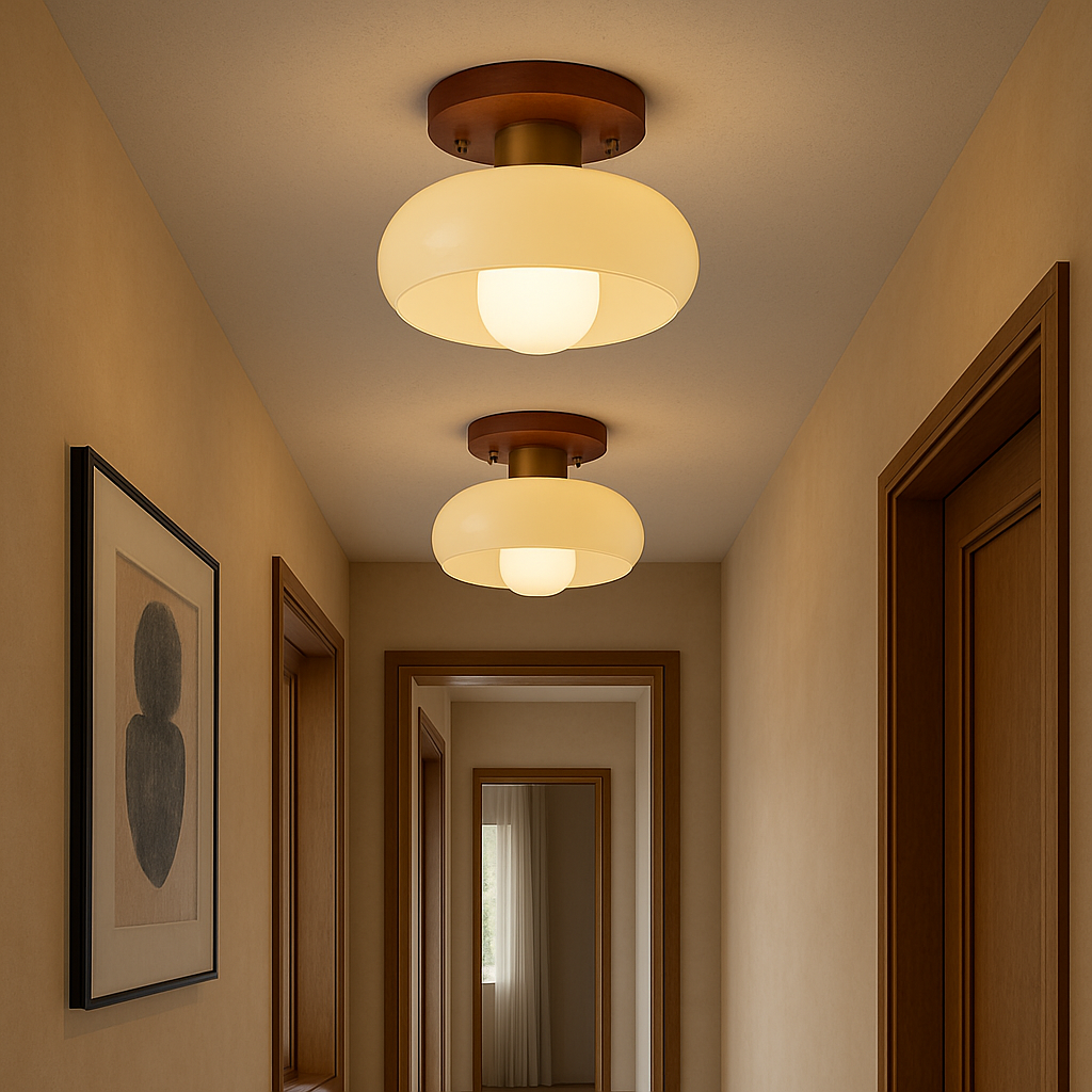 Lystra | Classic Wooden Cream Ceiling Lamp for Elegant Interiors