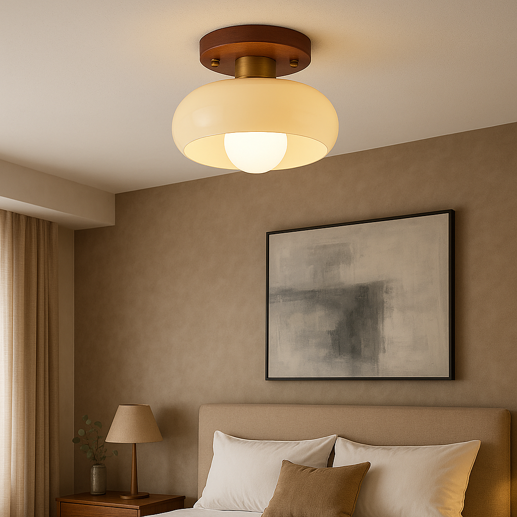 Lystra | Classic Wooden Cream Ceiling Lamp for Elegant Interiors