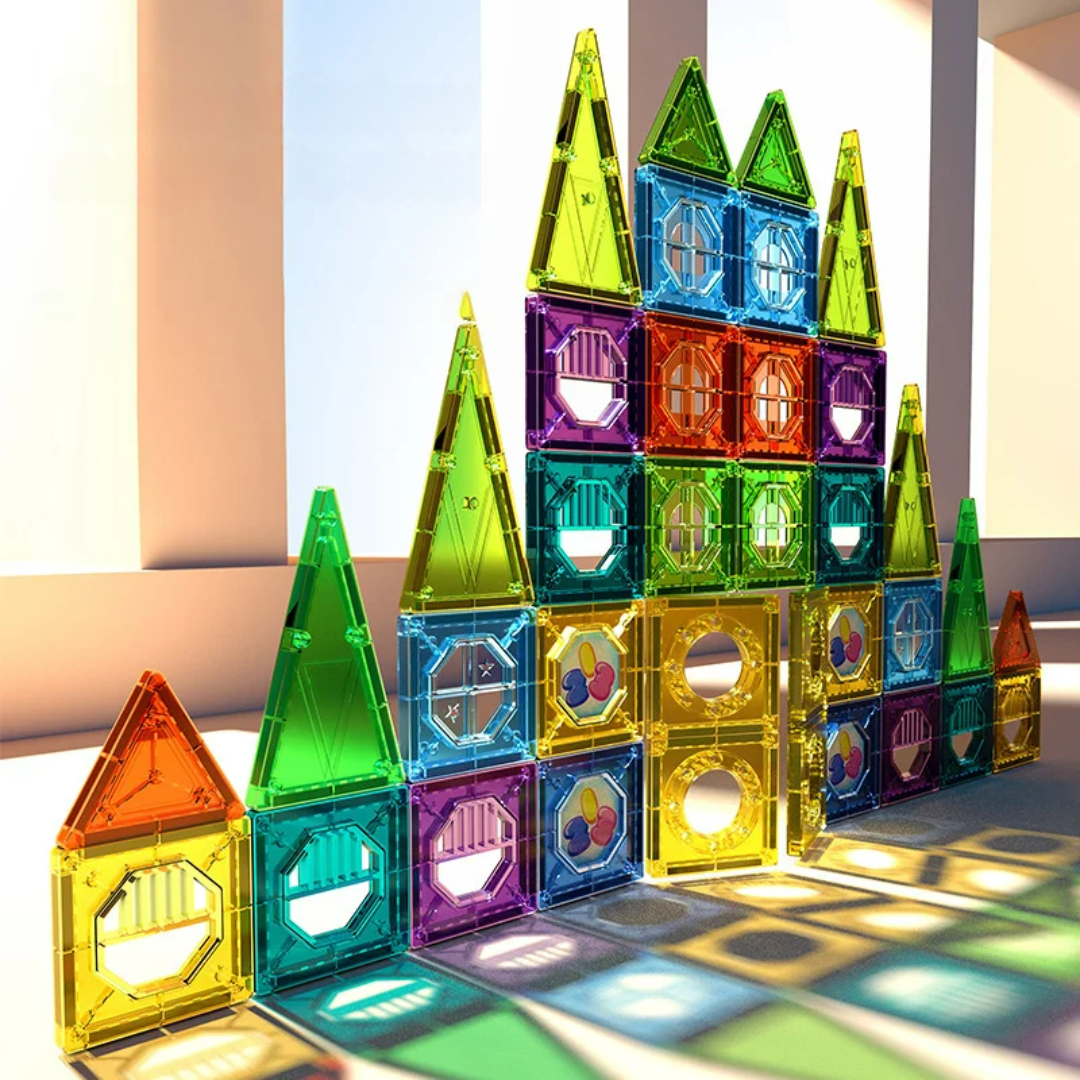 Educational Magnetic Building Blocks Set – 69-Piece LED Light Construction Toy for Kids