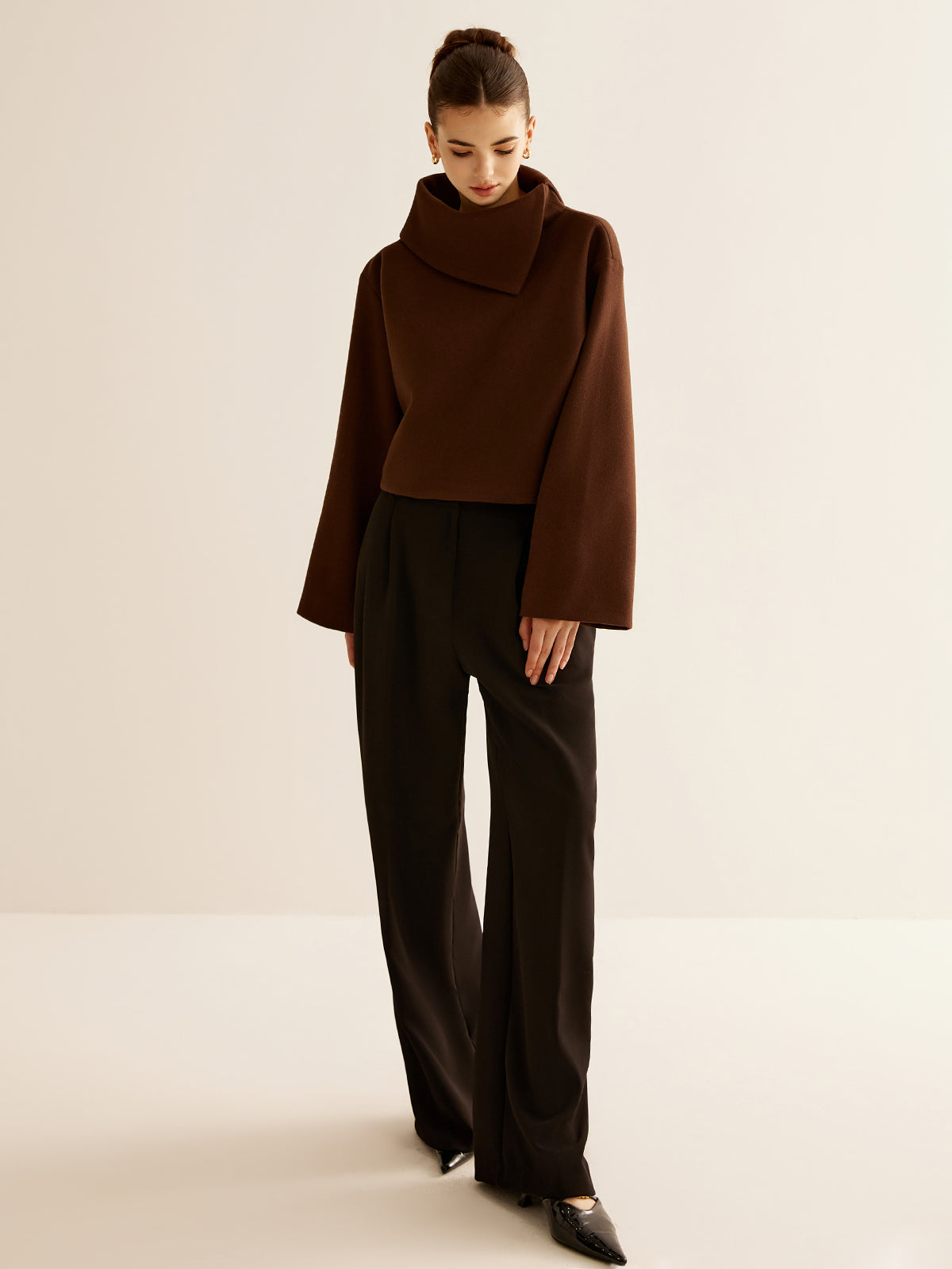 Mariam | Chic Plain Turtleneck Tweed Top