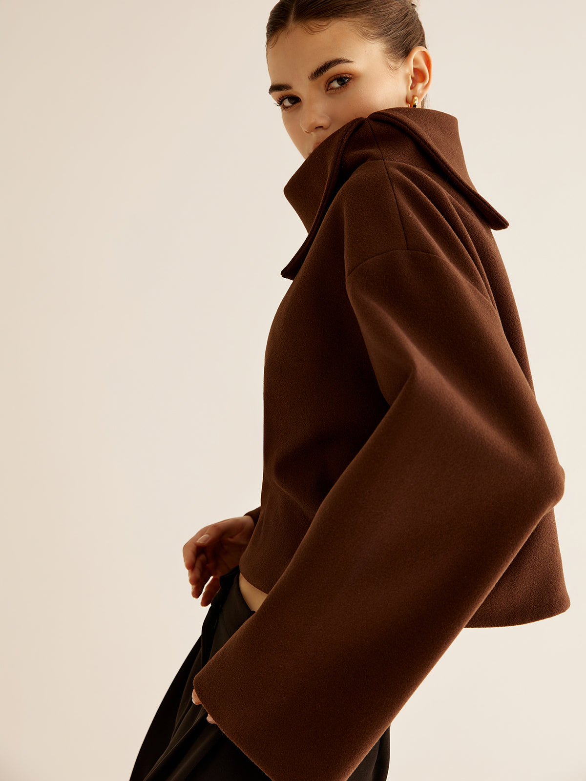 Mariam | Chic Plain Turtleneck Tweed Top