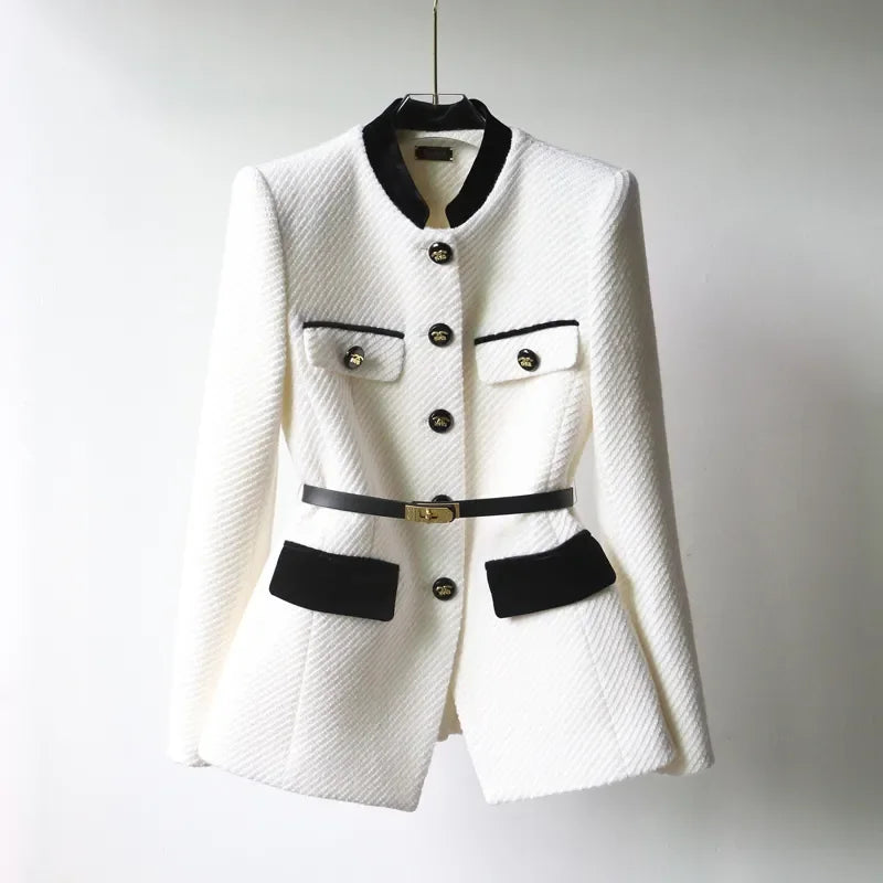 Adriana | Classic Mid-Length Wool Coat for Women – Timeless Warm Elegance
