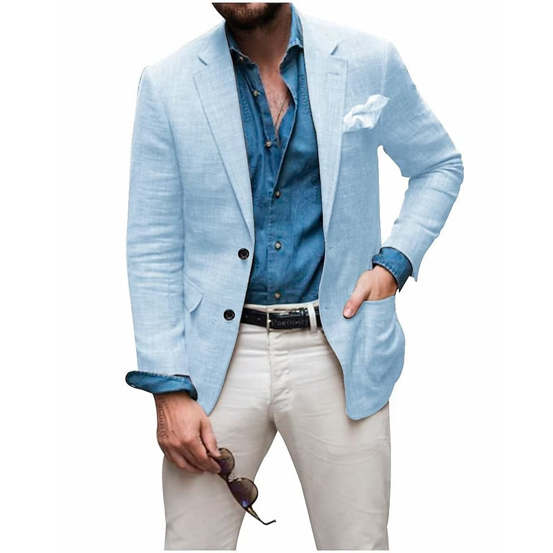 Men's Casual Linen Blazer Jacket - Lightweight, Breathable All-Season Wear for Versatile Style