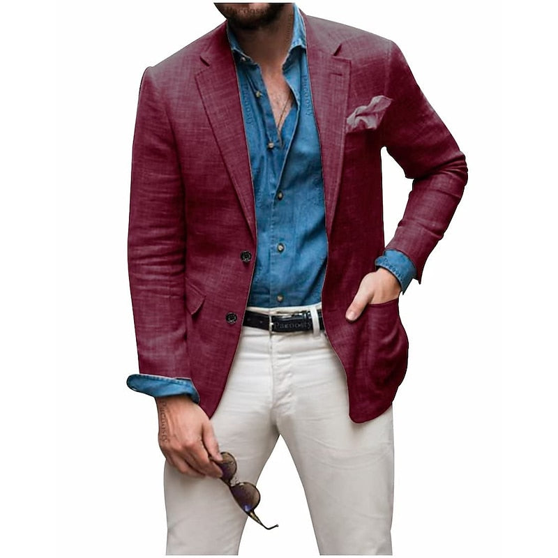 Men's Casual Linen Blazer Jacket - Lightweight, Breathable All-Season Wear for Versatile Style