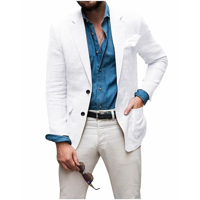 Men's Casual Linen Blazer Jacket - Lightweight, Breathable All-Season Wear for Versatile Style