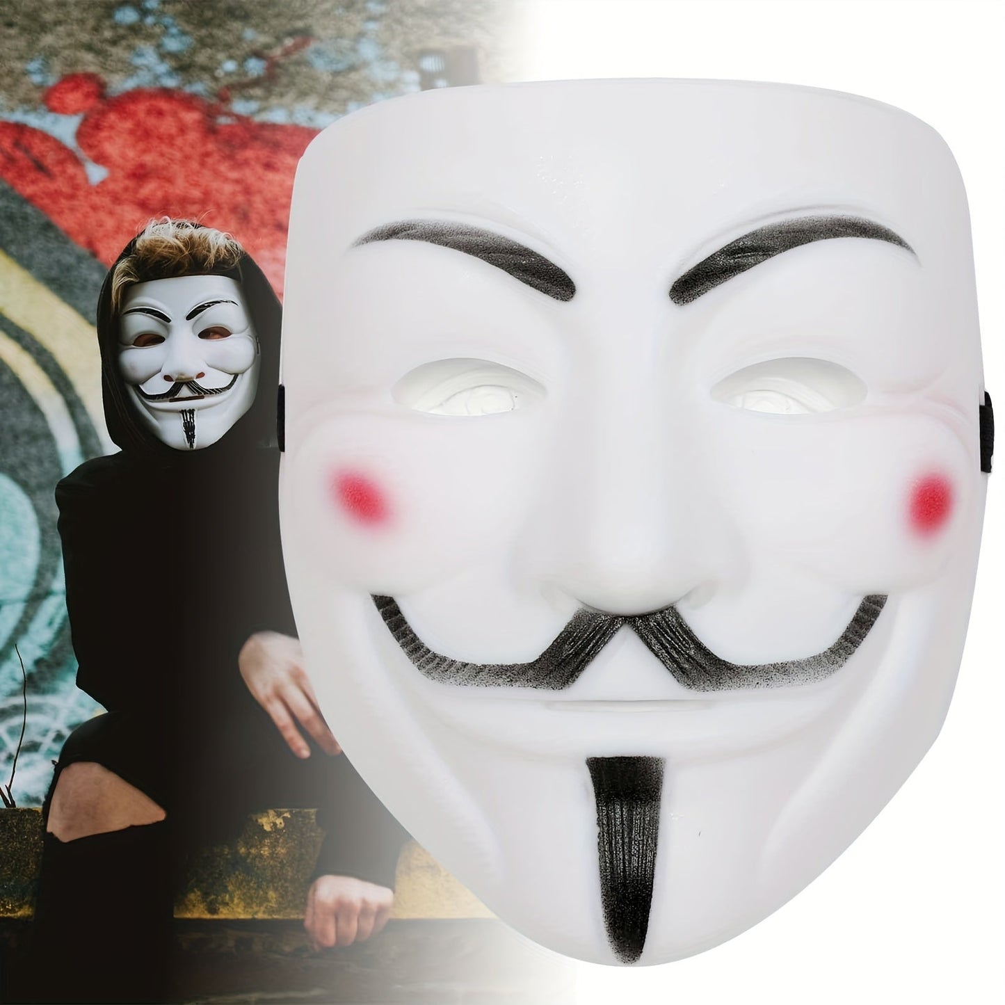 Men’s Plastic Anonymous Mask | Full Face Halloween Cosplay Accessory
