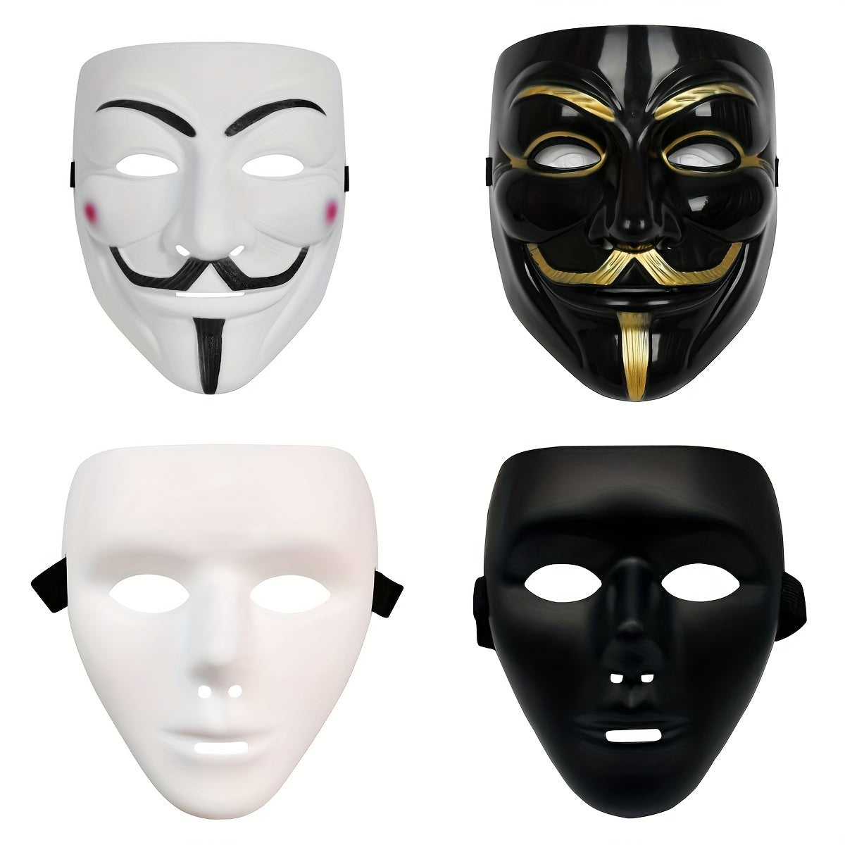 Men’s Plastic Anonymous Mask | Full Face Halloween Cosplay Accessory