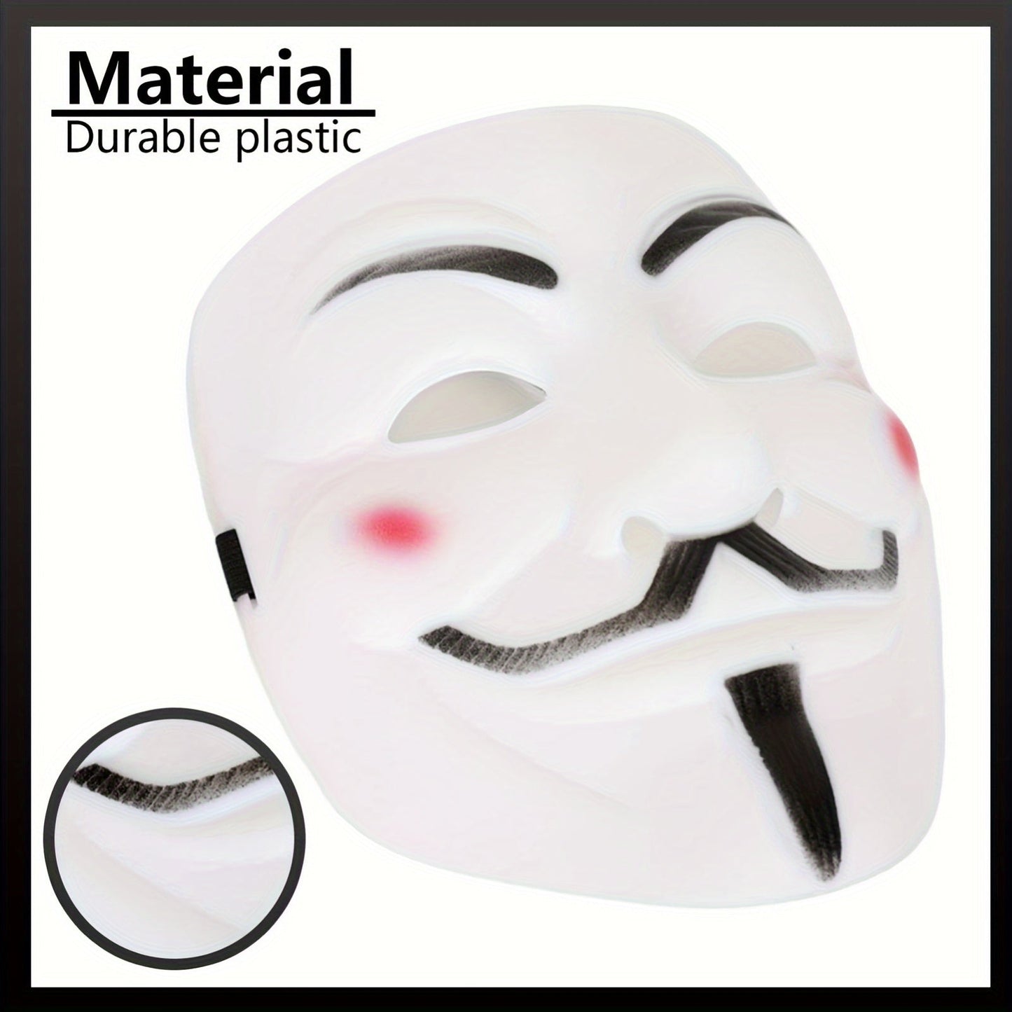 Men’s Plastic Anonymous Mask | Full Face Halloween Cosplay Accessory