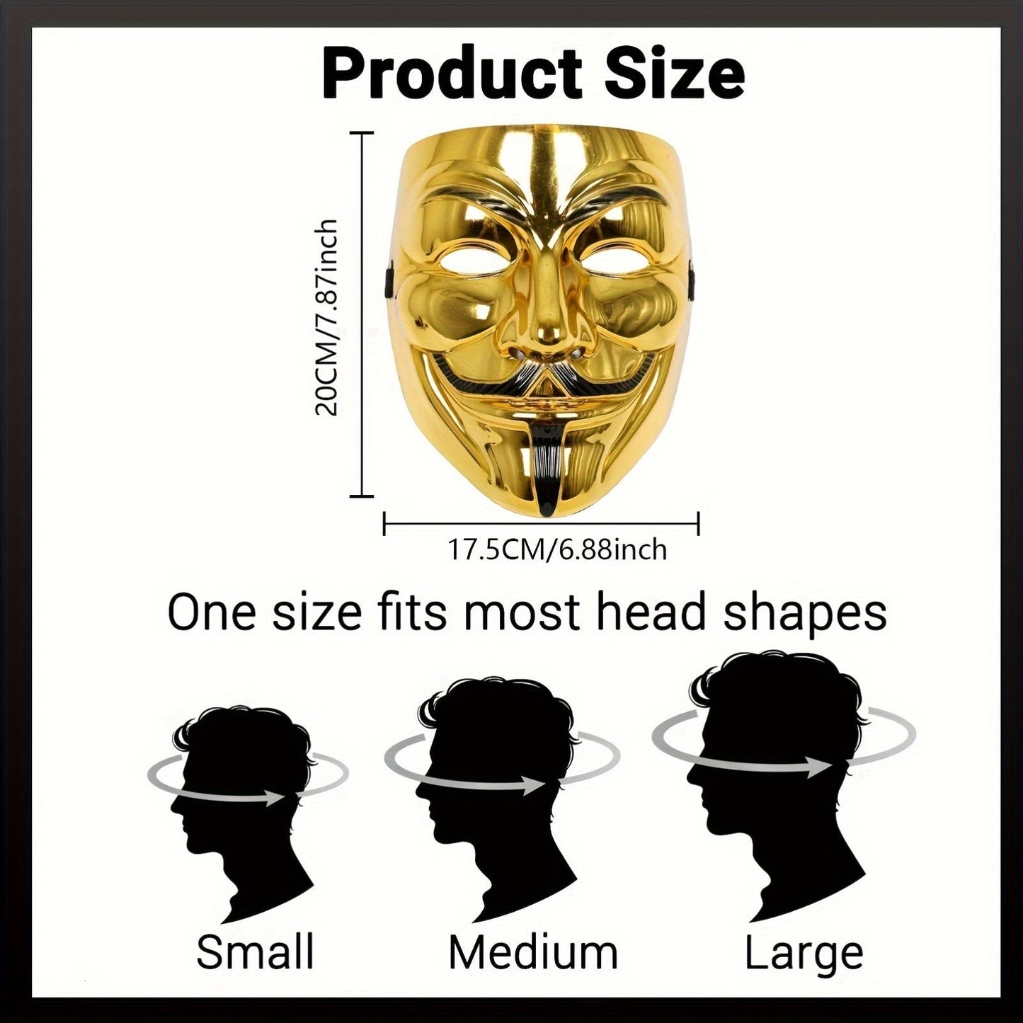 Men’s Plastic Anonymous Mask | Full Face Halloween Cosplay Accessory