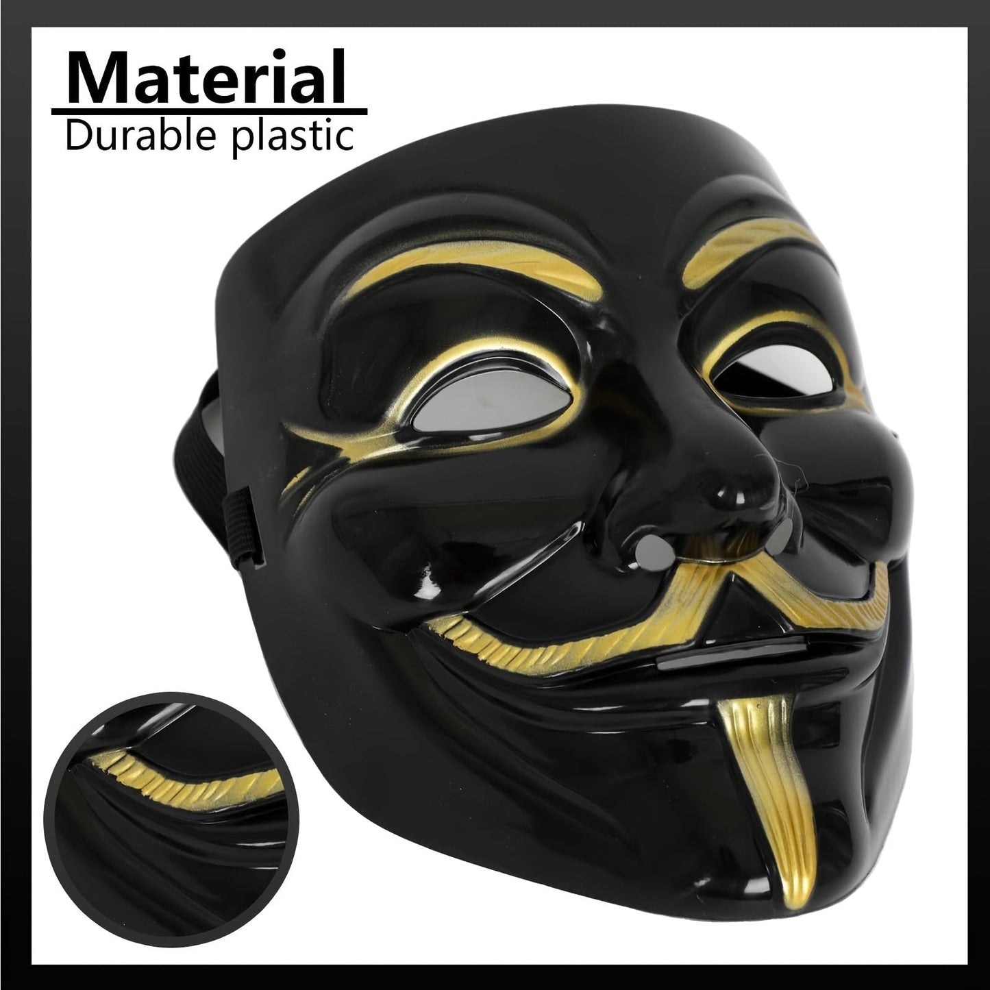Men’s Plastic Anonymous Mask | Full Face Halloween Cosplay Accessory