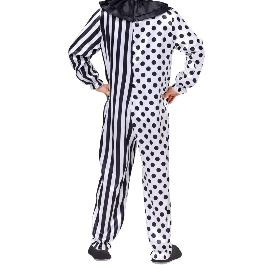 Men’s Polka Dot Striped Clown Costume | Funny Halloween Jumpsuit