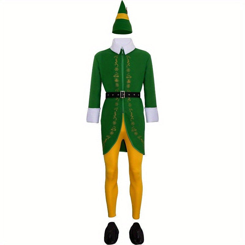 Men’s Holiday Elf Outfit | Funny Long Sleeve Halloween Costume