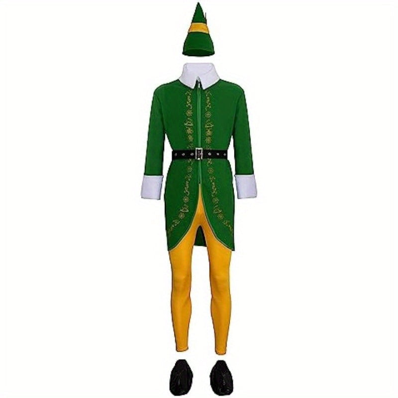 Men’s Holiday Elf Outfit | Funny Long Sleeve Halloween Costume