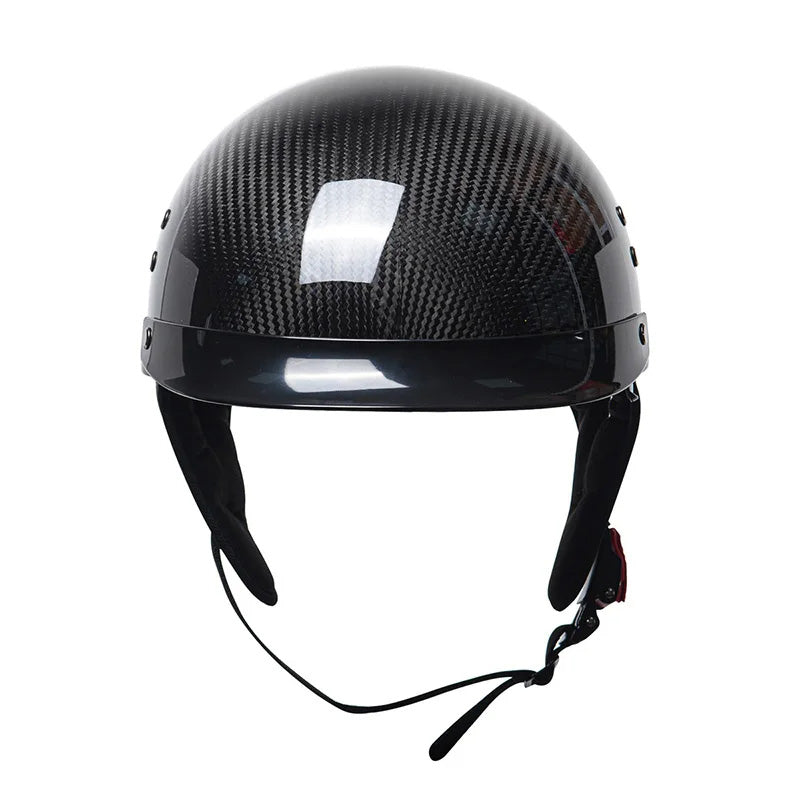 Men’s Half-Face Helmet Carbon Fiber Lightweight Retro Style